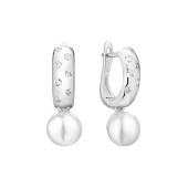 Cercei argint cu perle naturale albe si cristale DiAmanti SK26101EL_W-G Cercei argint cu perle naturale albe si cristale DiAmanti SK26101EL_W-G